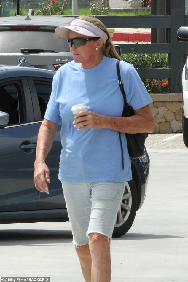 The reality star hid her eyes behind dark shades and wore a blue shirt and shorts for the low-key outing
