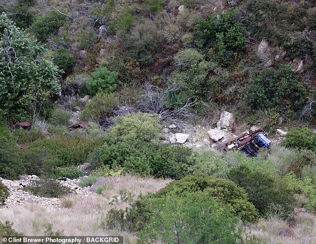 The terrifying cliff face Hutchins plunged down is pictured