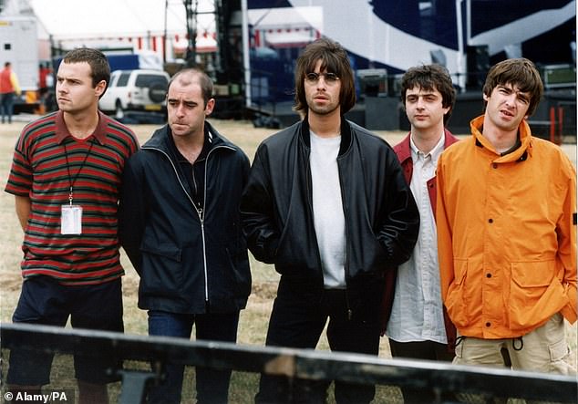 The Oasis line up before their famous Knebworth concerts in 1996 was (from left) Alan White, Paul 'Bonehead' Arthurs, Liam Gallagher, Paul 'Guigsy' McGuigan and Noel Gallagher