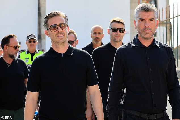 Liverpool's Chief Executive of Football, Michael Edwards (left) and Sporting Director Richard Hughes (right) arrive into Portugal to attend the public wake