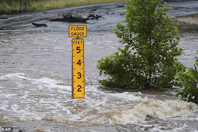 The Guadalupe River rose to its second-highest height on record today at a height of 34 feet. The river's highest height was 36 feet, recorded during a major flood in 1987 when nearly 12 inches of rain fell in the town of Hunt