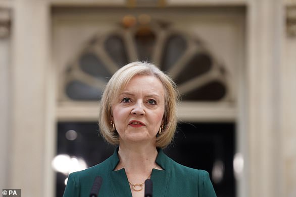 Liz Truss making a speech outside 10 Downing Street, London before travelling to Buckingham Palace for an audience with King Charles III to formally resign as PM in October 2022