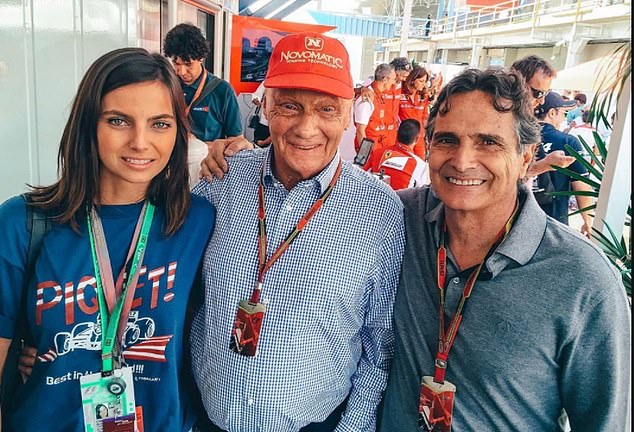 Kelly (left) is the daughter of three-time F1 world champion Nelson Piquet (right, pictured with Niki Lauda)