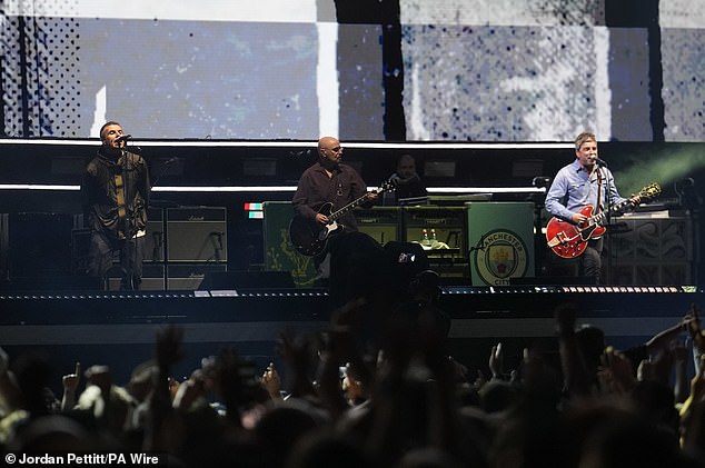 The band began their set with Hello, with Liam singing the apt lyrics: 'It's good to be back'