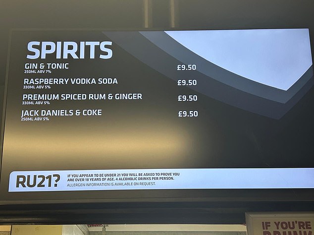Spirits were also just shy of £10 each at the Principality Stadium in Cardiff
