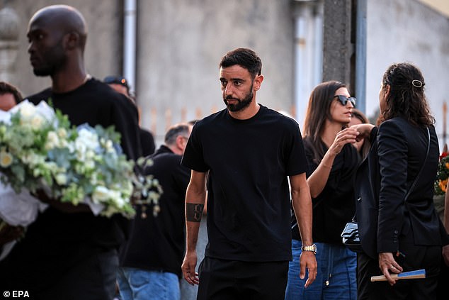 Manchester United and Portugal star Bruno Fernandes prepares to head into the chapel