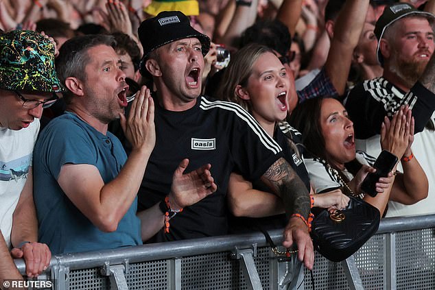 And as history was made with Noel Gallagher , 58, and brother Liam , 52, appearing on stage together for the first time in over a decade, fans couldn't contain their love and excitement
