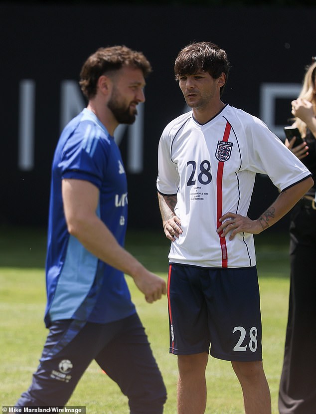 After Zara split with the Made In Chelsea star, (pictured left at Soccer Aid training) 31, in January, she moved on with One Direction man Louis Tomlinson (pictured right), 33, in March