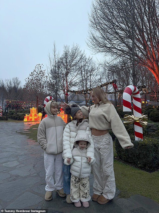 And Tammy was very much in doting mother mode as she enjoyed an idyllic New Zealand getaway with her children – Wolf, nine, daughter Saskia, seven, and toddler Posy, three.