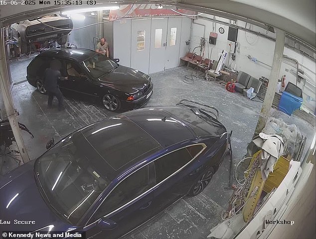 Karl can be seen yelling desperately for help before a staff member tries to help him by getting in the car and attempting to drive it away