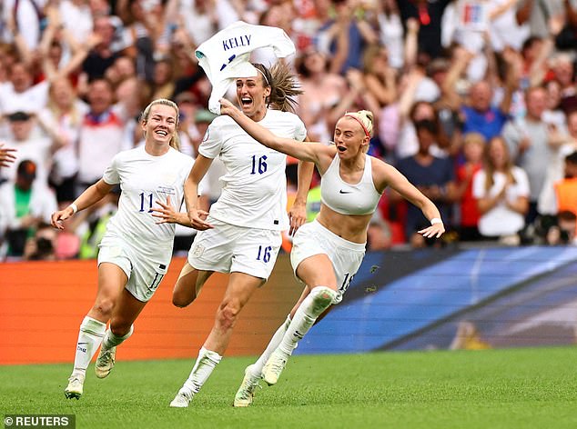 It was Hemp's corner that found its way to Chloe Kelly (right) to stab home the winning goal in the 2022 Euros final at Wembley