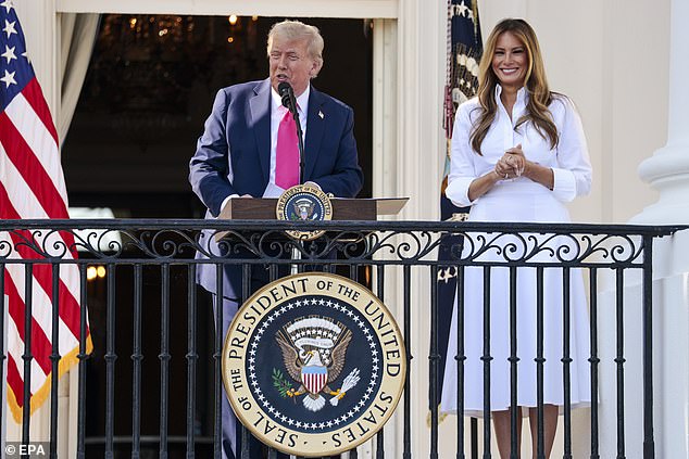 Earlier in the evening, President Donald Trump (left) delivered remarks alongside first lady Melania Trump (right) and then signed into law the 'Big, Beautiful Bill'