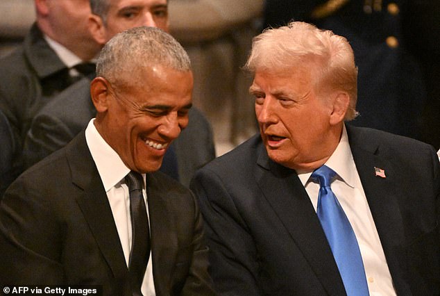 Obama - who was last seen with Trump at the inauguration and before that, sharing a laugh at Jimmy Carter's funeral - has hit out at his Republican rival three times this week without ever naming him