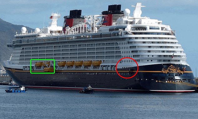 However, the shuffleboard area on the port side is towards the front of the ship, a long way from the portholes at the back end of the jogging track, making the theory less likely
