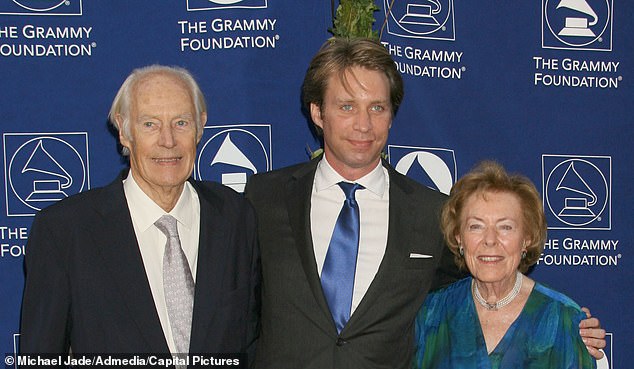 Sir George, his second wife Judy and son Giles at the Grammy Foundation benefit