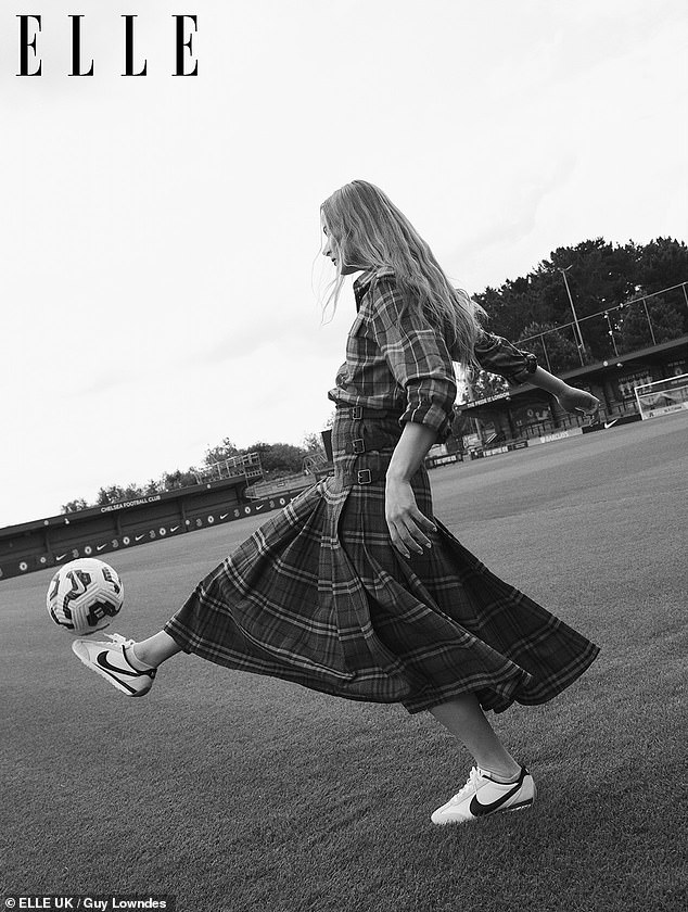 Hannah Hampton, 24, as posed in Burberry for Elle magazine and counts Nike and Extra chewing gum among her corporate sponsors