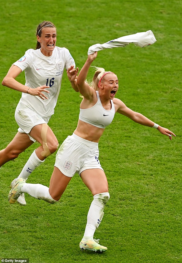 After her late winning goal against Germany at Wembley in 2022, she famously taking off her top in celebration too