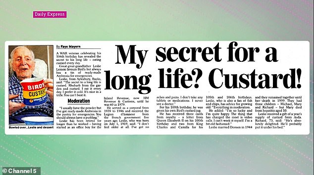 The TV host, 63, covered a newspaper story on Friday's edition of the show in which a war veteran claimed the sweet treat was the secret to his long life