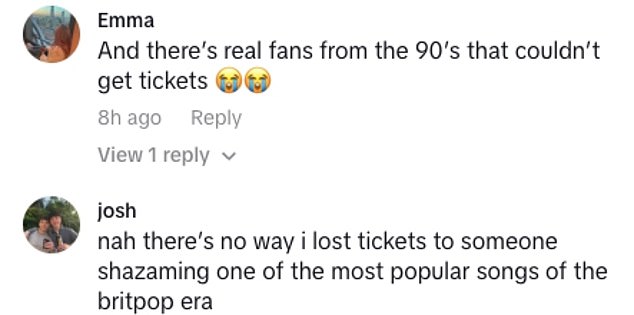Captioning the clip: 'Imagine not knowing the greatest song of all time' others rushed to the comments to slam the woman who they did not believe deserved the much sought after ticket