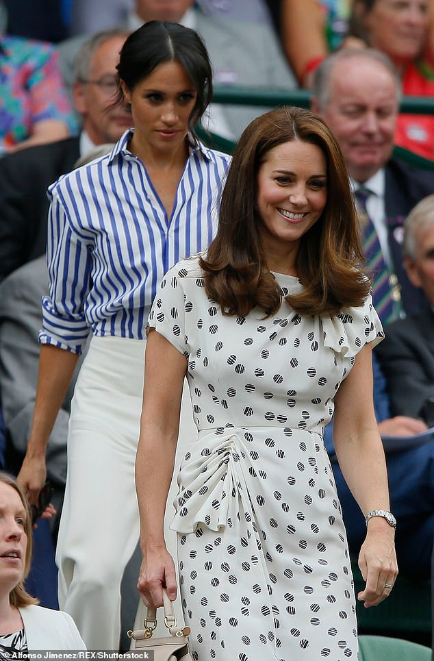 Both Meghan's Ralph Lauren striped shirt and Kate's spotted Jenny Packham dress were quick to sell out