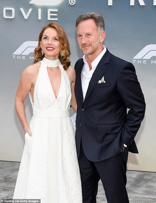 The Daily Mail exclusively revealed earlier this week that neither Victoria or Geri Halliwell (pictured with her husband Christian Horner) would be at Mel B's nuptials