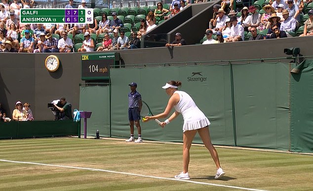 The Russian-American star was preparing her service action in the deciding third set