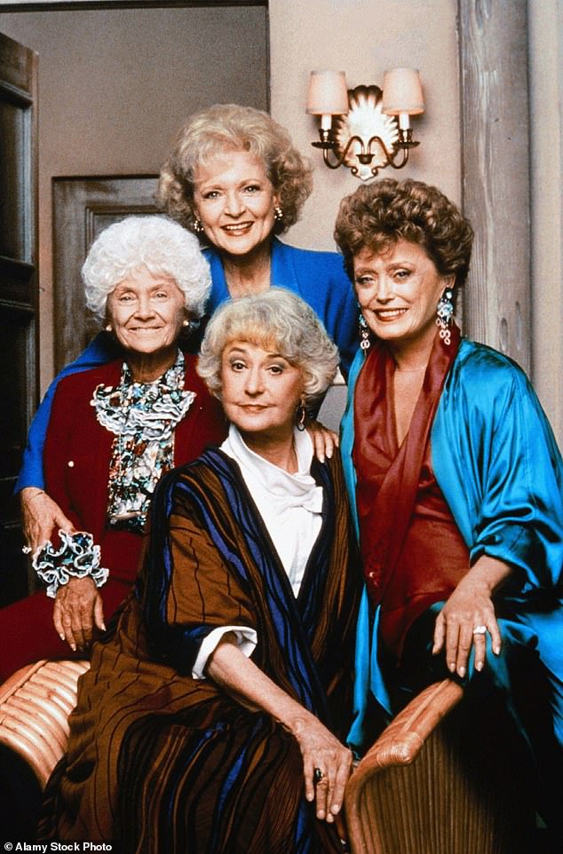 In series one of The Golden Girls, despite looking rather like pensioners, Dorothy (left) and Rose (centre top) were 55 while Blanche (right) was even younger in her early 50s