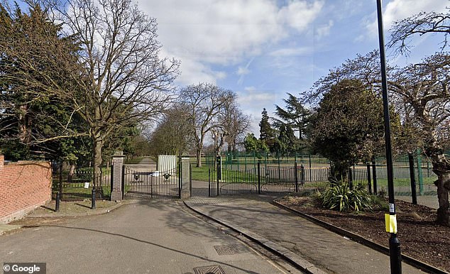 Singh had been sitting on a bench in Southall Park (pictured), Ealing, in the early hours of October 13 last year waiting for a potential victim to walk past