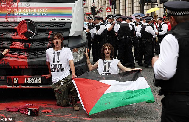 The group targeted the CISCO float as it passed through Piccadilly at around 12.30pm today