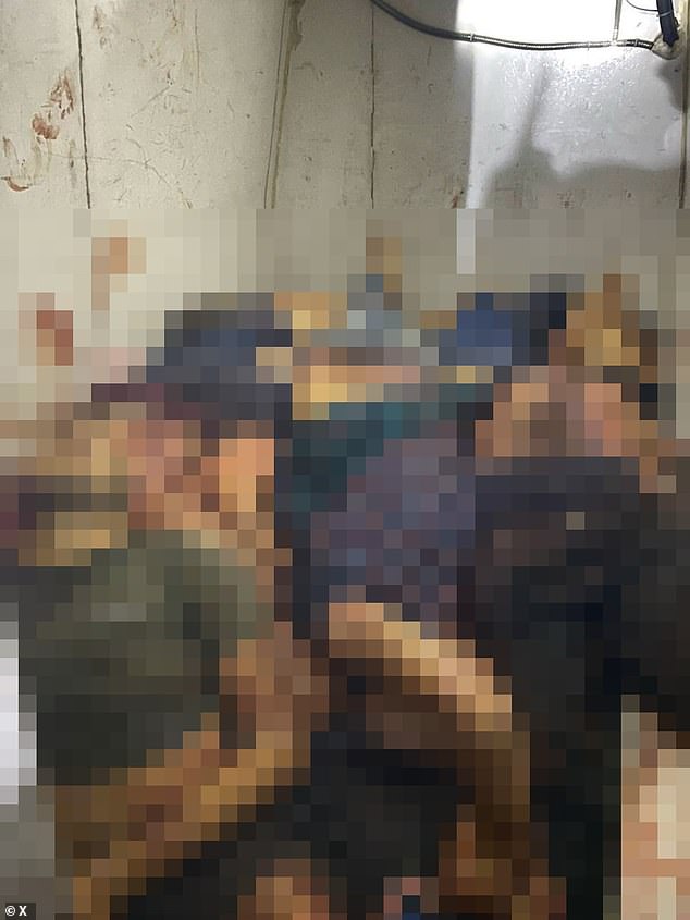 Officials also found 16 male victims with their bodies packed into a white van - one of them was decapitated