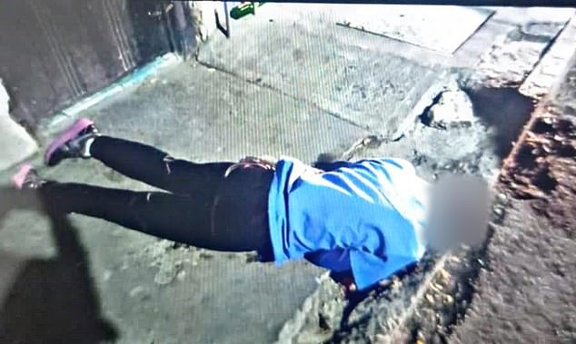A victim lays dead as armed cartel members stormed a hotel and opened fire at Celaya, Guanajuato