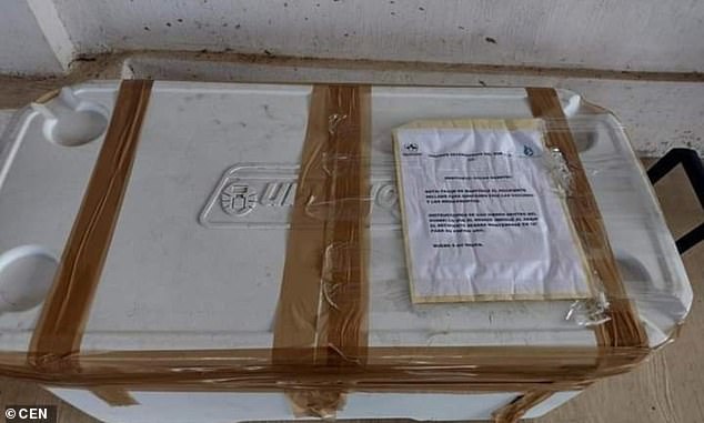 Workers at the gas station initially believed the box contained vaccinations for veterinary use