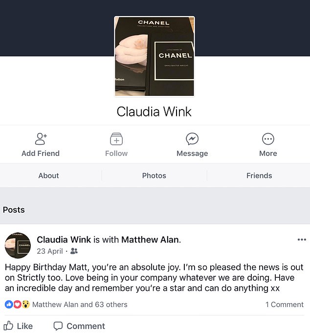 A profile posing as Claudia Winkleman - which was operated by Howarth - called him 'a star'