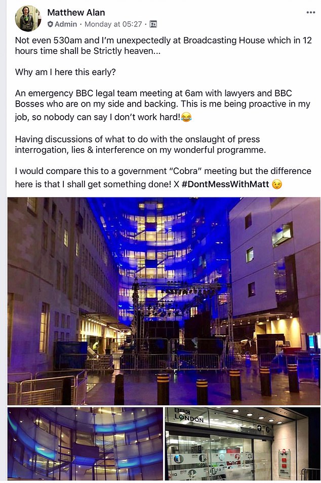 Howarth kept his group members interested by posting 'behind the scenes' images from the Strictly set - though none showing him inside the actual location