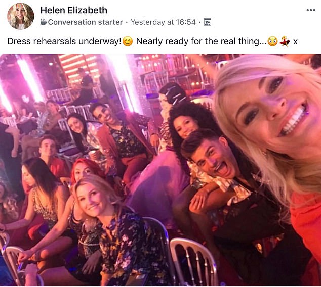 A profile for Helen Skelton - appearing as Helen Elizabeth and run by Howarth - posted behind the scene pictures for Strictly fans on the group