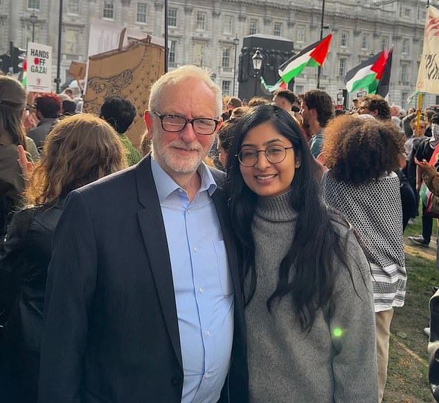 In her announcement of the new party on Thursday, Ms Sultana had said: 'Jeremy Corbyn and I will co-lead the founding of a new party, with other independent MPs, campaigners and activists across the country'. The pair are pictured together at a protest