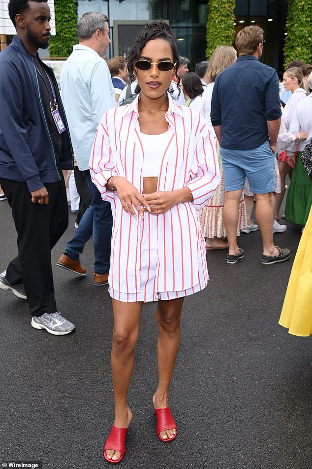 Top Boy actress Saffron Hocking wore a striped co-ord for the event
