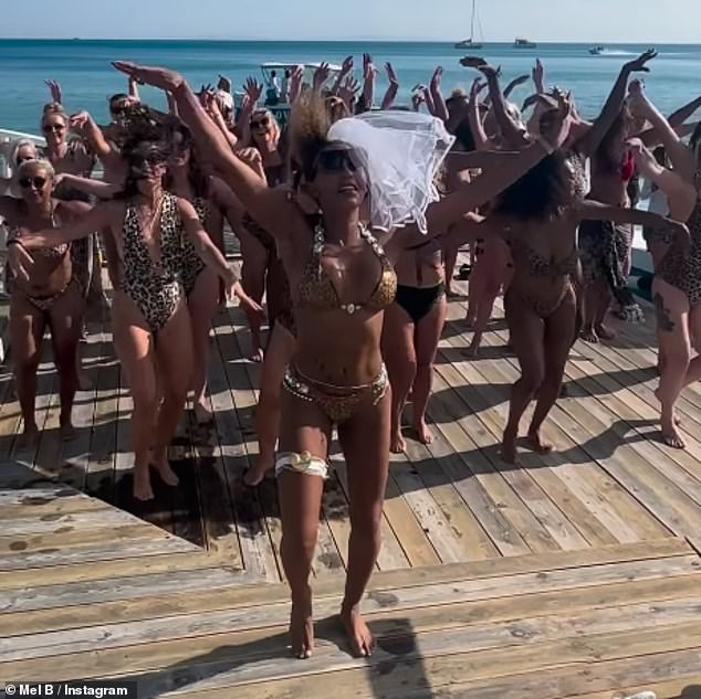 Danielle joined Mel's hen do to Tunisia last month - where everyone wore leopard print for a huge dance number