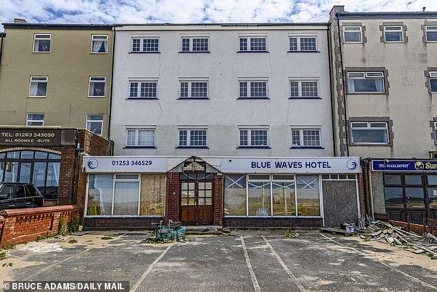 Blue Waves Hotel, also along the Promenade, also lies empty