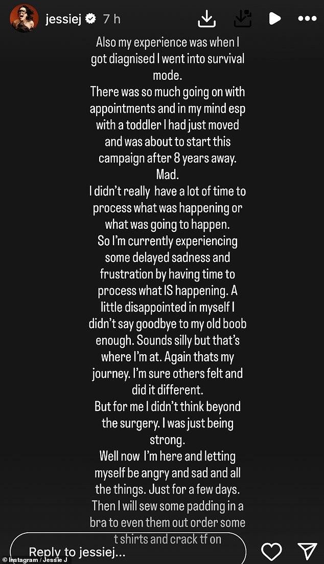 She told her followers that she is allowing her to be angry and sad and is also feeling frustrated and a little disappointed