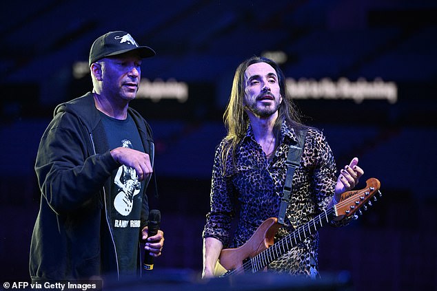 Tom Morello and Nuno Bettencourt also were busy rehearsing the night before the action kicked off