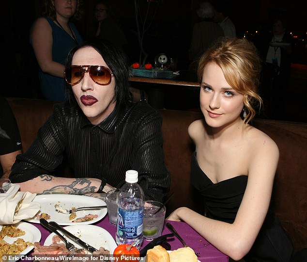 His ex-girlfriend, actress Evan Rachel Wood (pictured together in 2006), also accused him of sex crimes but never filed a lawsuit, with Manson vehemently denying all accusations