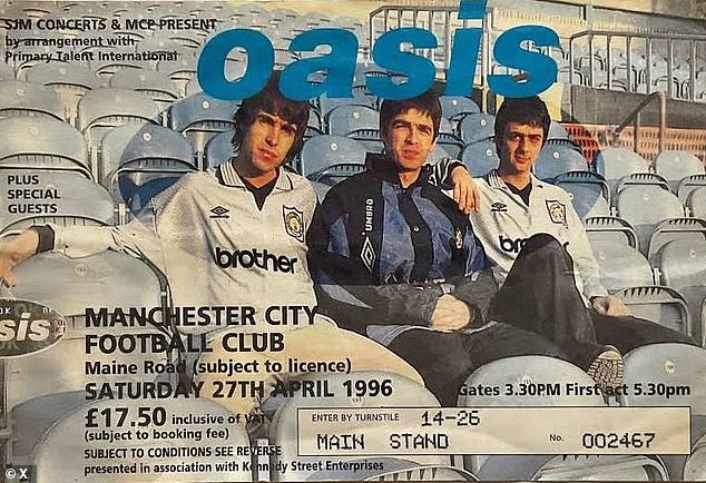 Another Oasis fan shared that a year later they had spent just £17.50, or the equivalent of £36.20 to watch the band Manchester City Football Club along with almost 600 others