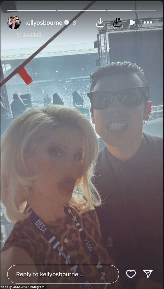 Sharing an update to her Instagram Story, Kelly, 40, snapped a photo of herself with fellow rocker Yungblud - who also performed on stage