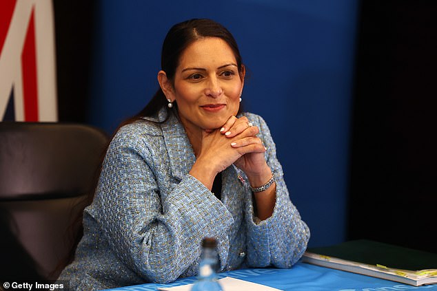 Former Home Secretary Priti Patel (above) first suggested the idea of using UK border guards on jet skis to physically stop migrant boats