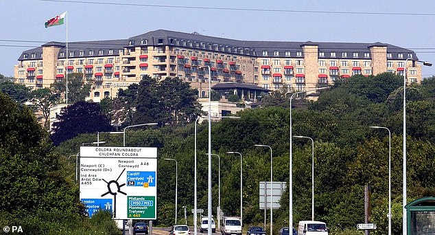 Liam is staying 20 miles away, close to the Celtic Manor Resort (above), where previous guests have included then US President Barack Obama