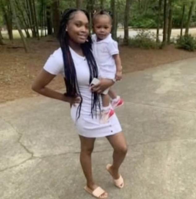 Nash was sentenced to life without the possibility of parole, along with two additional life sentences and 60 years for the fatal shooting of Mi'ckeya Montgomery outside their daughter's daycare in Decatur on June 15, 2022. Pictured: Mi'ckeya Montgomery with her and Taco Nash's 18-month-old daughter Khloe