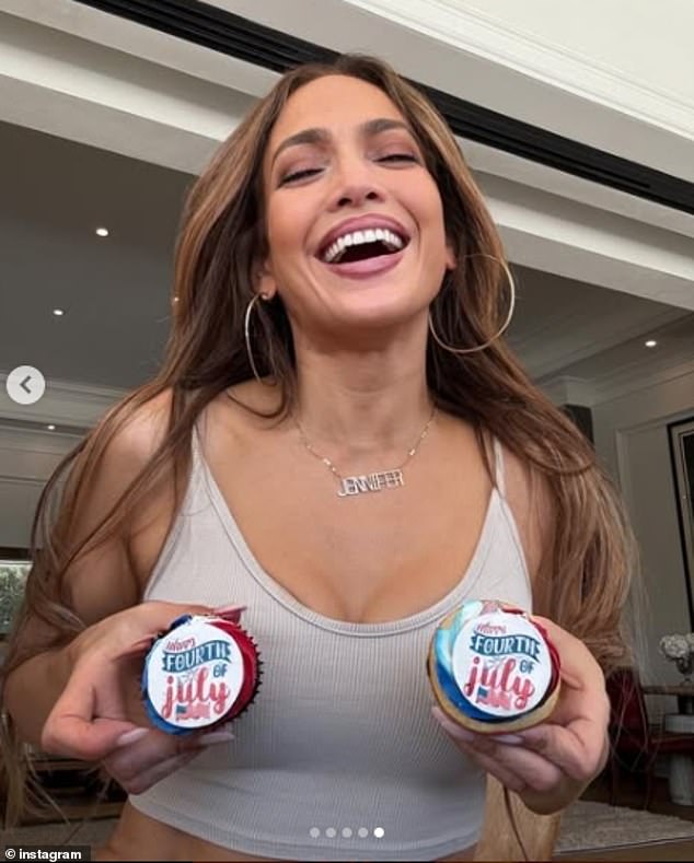 Over the Fourth of July holiday, Lopez had the chance to indulge in sugary cupcakes and showed off the decorated desserts on Instagram