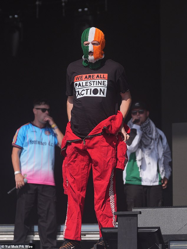 The controversial Irish band led chants of 'F*** Keir Starmer' and urged crowds to riot in the Westminster courts during their headline set at Glastonbury Festival