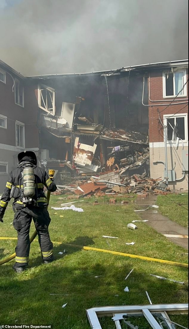The explosion completely ripped the building apart. The devastation is seen above